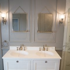 A traditional bathroom refurbishment with double basins