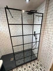Monochrome bathroom refurbishment with black fittings, Thomson Properties