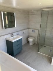 New bathroom installation, neutral colour scheme, Thomson Properties, Kitchen & Bathroom refurbishment specialists