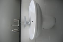 Wall hung basin within complete bathroom refurbishment by Thomson Properties
