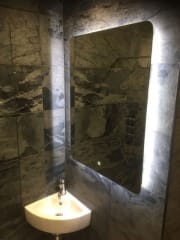 Illuminated bathroom mirror, bathroom installation Surrey and Sussex, Thomson Properties