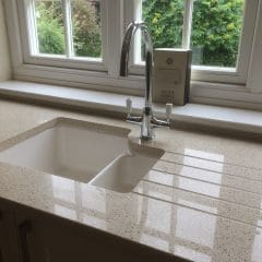 New kitchen worktops fitted as part of a complete kitchen refurbishment by Thomson Properties